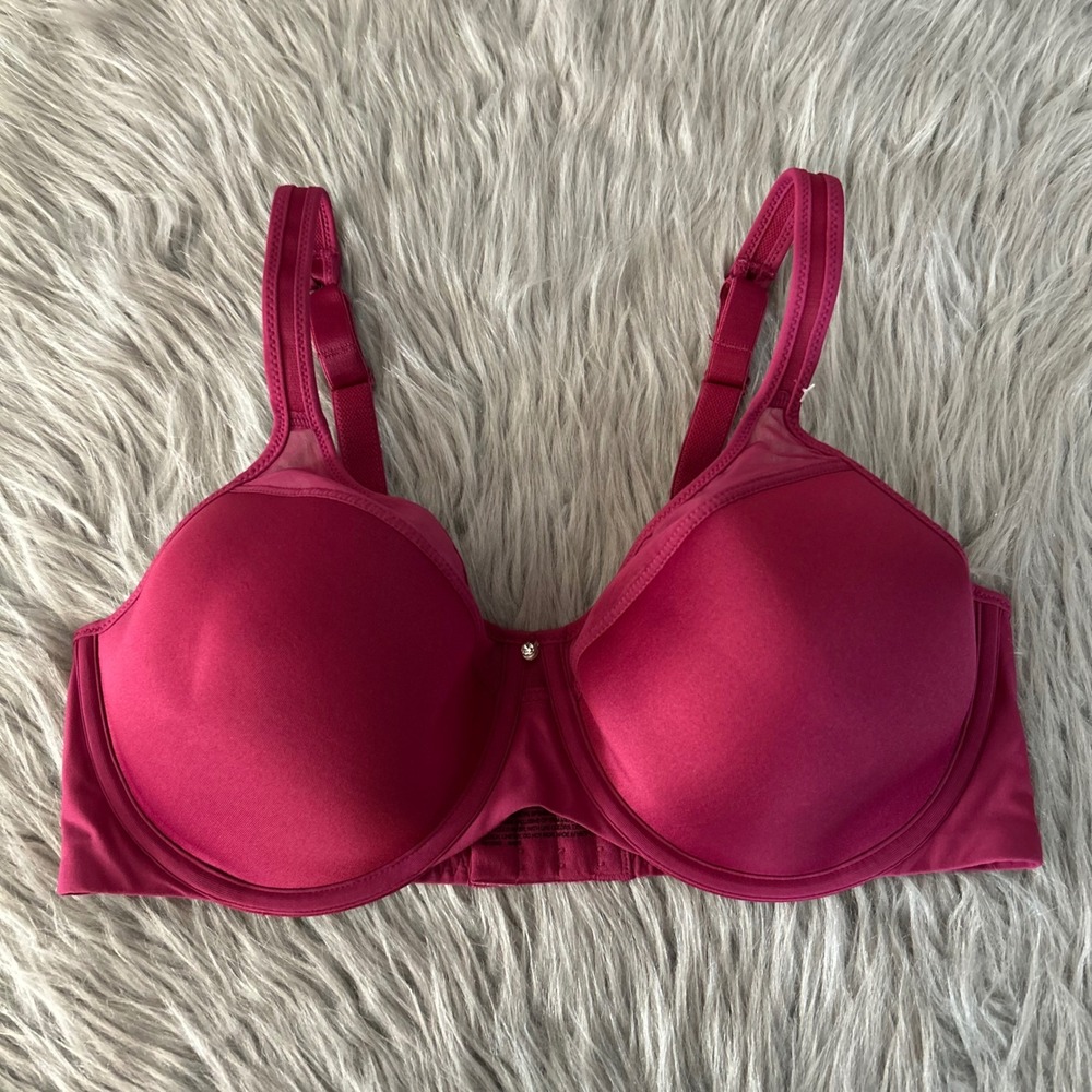 Bali Lightly Lined Semi-Mesh Bra Womens‎ Size 38C Maroon Underwire Back Closure